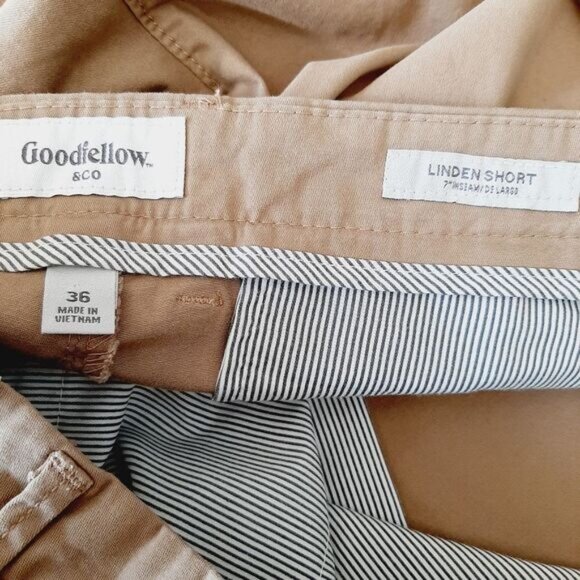 New GOODFELLOW | Linden Flat Front Casual Shorts Tan Beige Mens Sz 36 - Picture 10 of 11